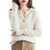 Zadaos 100% Lana Cashmere Cardigan Donna Girocollo Maglione Sciolto Cappotto di Grandi Dimensioni Giacca Lavorata a Maglia, Beige, XL