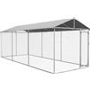 PawHut Kennel per Cani da Esterno con Tetto Impermeabile in Tessuto Oxford e Acciaio, 6x2.3x2.3m, Argento|Aosom