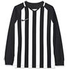 Nike Striped Division III Jersey LS, T-shirt A Manica Lunga Bambino, Black/White/White/(Black), XS