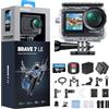 AKASO Brave 7 LE Action Cam 4k30FPS 20MP con Scheda di Memoria U3 da 128GB IPX7 Impermeabile EIS Fotocamera Touch Screen Doppio Schermo Fotocamera Subacquea 40M