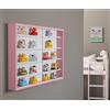 Inter Link - Espositore da parete per collezionismo in vetro Scaffale appeso Armadio con 4 ripiani 5 scomparti per miniature Pannello in MDF Rosa (80x60x9,5 cm) Pinkruby
