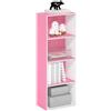 Furinno Luder Libreria a 4 ripiani aperti, rosa/bianco