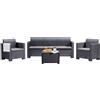 Dmora - Set salotto da esterno Venus, Set da giardino con cuscini, Salottino indoor e outdoor effetto rattan, 100% Made in Italy, Antracite