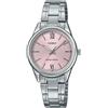 Casio LTP-V005D-4B2 Orologio analogico da donna standard in acciaio inossidabile con quadrante rosa a 3 lancette, Orologio analogico, movimento al quarzo
