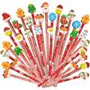 lttorjf 48 Pcs Matite Natalizie, Set di matite per Bambini con Gomma Natale Matite del Legno di fumetto Pensierini Natalizi Divertenti Bomboniera Topper per Regalino, Festa Battesimo, Comunione Regalo