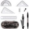 Eterspr 8 Pezzi Matematica Geometria Set, Set con Compasso, con Matita, Gomma, Quadrato, Bussola, Nucleo di Piombo, per il Disegno, la Misurazione, il Modello Matematico, lo Strumento di Apprendimento
