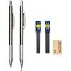 MROOFUL Set di matite meccaniche da 0,3 0,5 0,7 0,9 1,3 2,0 mm, interamente in metallo, per disegno artistico, pittura, matite automatiche, con mine per ufficio e scuola (matita da 0,7 mm, 0,9 mm)