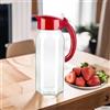 4All Brocca in vetro con coperchio rimovibile, caraffa in vetro da 1,5 litri, brocca per acqua, succo, latte, limonata, per succhi, tè, caffè, bevande (rosso)