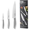 hecef Coltelli da cucina professionale con copertine da gioco, set di coltelli da cucina 3 pezzi, include coltello da chef, coltello multiuso e coltello da sbucciatura, argento