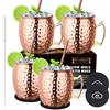LIVEHITOP Moscow Mule Set 4 Bicchieri Rame, 530ml Tazze Rame con Coaster Accessori per Cocktail, Bevanda Fredda, Festa, Bar