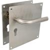 Amig - Set di maniglie con placca per porta | Maniglia con foro per pomello a 47mm | Mod. 4CW47 | Acciaio inossidabile 18/8 | 180 x 180 mm | Quadro di 8 mm | Argento opaco