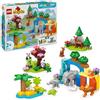 LEGO DUPLO Famiglie di Animali 3 in 1 - Gioco Didattico per Bambini e Bambine dai 2 Anni in su - Include figure di Tartaruga Giocattolo, Tigre, Elefante, Cervo e Panda con Habitat Costruibile - 10446