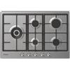 Candy Moderna Piano Cottura a Gas 5 Fuochi, Acciaio Inossidabile, Bruciatore a Doppia Corona, Griglie Lavabili in Lavastoviglie, AxLxP 0,8x74,5x51 cm, Color Inox - CHG7WL4WTX