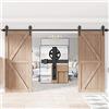 WINSOON 13FT/400cm Binario Porta Scorrevole per Doppia porta Binario Esterno Muro Nero Kit Porta Scorrevole, Nessuna Porta