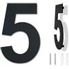 Ywonoby Numero civico esterno moderno acciaio inossidabile,altezza 125 mm, placcato nero (Numero 5 Cinque)