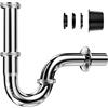 Ghazpmuk Sifone Lavabo Bagno, Sifone Universale per Lavabo, Sifone per Odori Altezza Regolabile, Ubo di Scarico Standardizzato 1 1/4 x 32 mm, Piletta Adattabile di Precisione Cromo, per Bagno Cucina