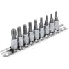 DAKCOS Set di punte per bussole da 6.3mm（1/4）,9 pezzi manicotto esagonali profilo a T (per Torx) T10 - T50,bit di S2 in acciaio legato e bussola d'acciaio al cromo vanadio