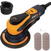 MAXXT Levigatrice rotorbitale senza spazzole 150 mm, 350W, Levigatrice orbitale da 5.0 mm con connessione a tre nuclei, Freno automatico-2s, 6 velocità regolabili e inclusi 10 fogli di carta vetrata