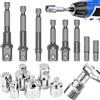 Begpoee 14 Pezzi Set Di Adattatori per Bussole, Set Di Adattatori Chiave a Cricchetto, Set Di Adattatori per Bussole Esagonali Da 1/4, 1/2, 3/8, Per Trapani Elettrici e Chiavi Manuali