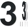 Ywonoby Numero civico esterno moderno acciaio inossidabile,altezza 125 mm, placcato nero (Numero 3 Tre)