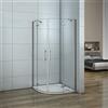 AICAit 195 cm Box Doccia Semicircolare Doppia Porta Battente Saloon Cristallo 6 mm Temperato Anticalcare con Barra Stabilizzatrice 90x90 cm, incluso piatto doccia 90x90 cm