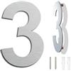 Ywonoby spazzolato moderno numero civico -8 pollici 203 mm altezza, in solido acciaio INOX 304, galleggiante aspetto e facile da installare (Numero 3 Tre)