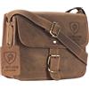 J. Wilson London Borsa a tracolla in vera pelle marrone vintage fatta a mano uomo/donna unisex in vera pelle con patta incrociata per tutti i giorni, Marrone invecchiato., S