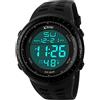 SNE SK1167 - Orologio da polso digitale da uomo, impermeabile, con LED, sportivo, colore: nero