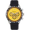 Ravel Pro - Orologio Cronografo Rotondo in Acciaio Inossidabile con Data - 10ATM - Quarzo Analogico Giapponese - RPR-003M - Cinturino in Silicone Nero/Quadrante Giallo