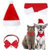 Kiiwah 3 pezzi Vestiti per Cani Natal, Costume per Gatto con Sciarpa per Animali Domestici, Papillon Regolabile e Cappello Natalizio