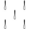 Adoorniequea Set di 5 fruste in silicone da cucina, antigraffio, frusta per uova, colore nero, 17 x 4 x 4 cm