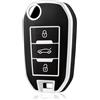 OFF WE GO Custodia Chiave Cover Chiave Guscio Chiavi per Peugeot 208 301 307 308 407 508 2008 3008 5008 Citroen C2 C3 C4 C5 C6 C4L C5 DS6 Coprichiave Macchina TPU Telecomando Auto, Argento Nero