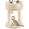 COSTWAY Tiragraffi per Gatti, Albero Tiragraffi Gatto con Cuccia in Peluche, Pallina, Corde e Tiragraffi in Sisal, Tiragraffi da Divano in Legno per Gatti Piccoli, 43 x 43 x 53 cm (Beige)