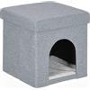 Relaxdays Casetta per Gatti, Pouf per Sedersi, HLP: 38,5x37x37 cm, Cuccia Indoor, Lettino Cani Piccoli, Grigio Chiaro