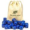 Waldfelsen 6, 12, 20, 30 o 50 dadi di alta qualità, dimensioni standard, 16 mm, dadi in acrilico, dadi da gioco a sei facce, accessori da gioco, set con sacchetto in tessuto (Blu, 30 pezzi)