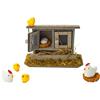 Super Idee Pollaio in miniatura con polli, pulcini e uova, accessorio per presepe per casa delle bambole, Pasqua, primavera, decorazione in miniatura, giardino delle fate, fattoria, Natale, porta del