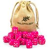 Waldfelsen 6, 12, 20, 30 o 50 dadi di alta qualità, dimensioni standard, 16 mm, dadi in acrilico, dadi per giochi da tavolo, 6 lati, set di accessori da gioco con sacchetto in tessuto (Rosa, 20 pezzi)