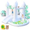 AONESY Castello gonfiabile con scivolo, ponticello gonfiabile con vasca da palla, castello gonfiabile per feste di cortile per bambini, con ventilatore d'aria da 370 W