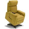 REDÒKASA Poltrona relax elettrica Denver per anziani, 2 motori, 2 o 4 ruote, reclinazione e alzapersona, optional batteria, sponde estraibili, pediera estensibile (STANDARD + BATTERIA, Senape)