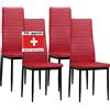 Albatros 2704 Milano Set di 4 sedie da Pranzo, in Pelle Sintetica, Rosso