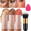 MKNZOME 3PCS Contouring Viso Stick Blush Stick Highlight Stick, Bastone Contorno Illuminante Viso Make Up Bronzer Stick, Correttore Ombretto Multifunzione, Texture Cremosa e Risultato a Lunga Tenuta