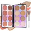 Jutqut Colours Blush Contour Highlighter Makeup Palette con Pennello, 3 in 1, Multicolore, Perlescente o Metallizzato