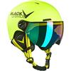 BLACK CREVICE Casco da sci per bambini Leogang I Casco da sci con visiera stile pilota in diversi colori I Casco da snowboard unisex I Casco da sci traspirante I (48-52, Neon Arancia)
