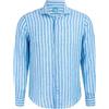Panareha Camicia da Uomo in Lino a Righe Amalfi Blu (M)