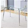 Hallowood Furniture Cullompton - Piccolo tavolo da pranzo in vetro con gambe in metallo cromato, tavolo da pranzo da 4-6 posti, tavolo da cucina, tavolo da pranzo rettangolare per casa e caffetteria