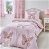 Catherine Lansfield Enchanted Butterfly - Set copripiumino matrimoniale reversibile con federe, colore: Rosa