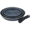 Russell Hobbs Nightfall Stone RH03293EU7 - Set di padelle antiaderenti Smart Clip da 20 cm, 24 cm, 28 cm, manico rimovibile per rimanere freschi, da forno a piano cottura a tavola, pentole impilabili