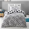 Catherine Lansfield Set copripiumino matrimoniale reversibile in cotone spazzolato con stelle del calcio grigio