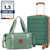 COOLIFE Ryanair Valigia Bagaglio a mano,Valigie,Trolley,Valigia da cabina 55×35×20,Chiusura a combinazione laterale con TSA (Bianco/Marrone, 55×35×20) (Verde scuro, 55×35×20 -Set 2pzs)