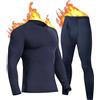 UNIQUEBELLA Set di biancheria intima funzionale da uomo traspirante, biancheria intima da sci da uomo, biancheria intima termica invernale per jogging, ciclismo, calcio, sci, motocicletta, calda, Nero